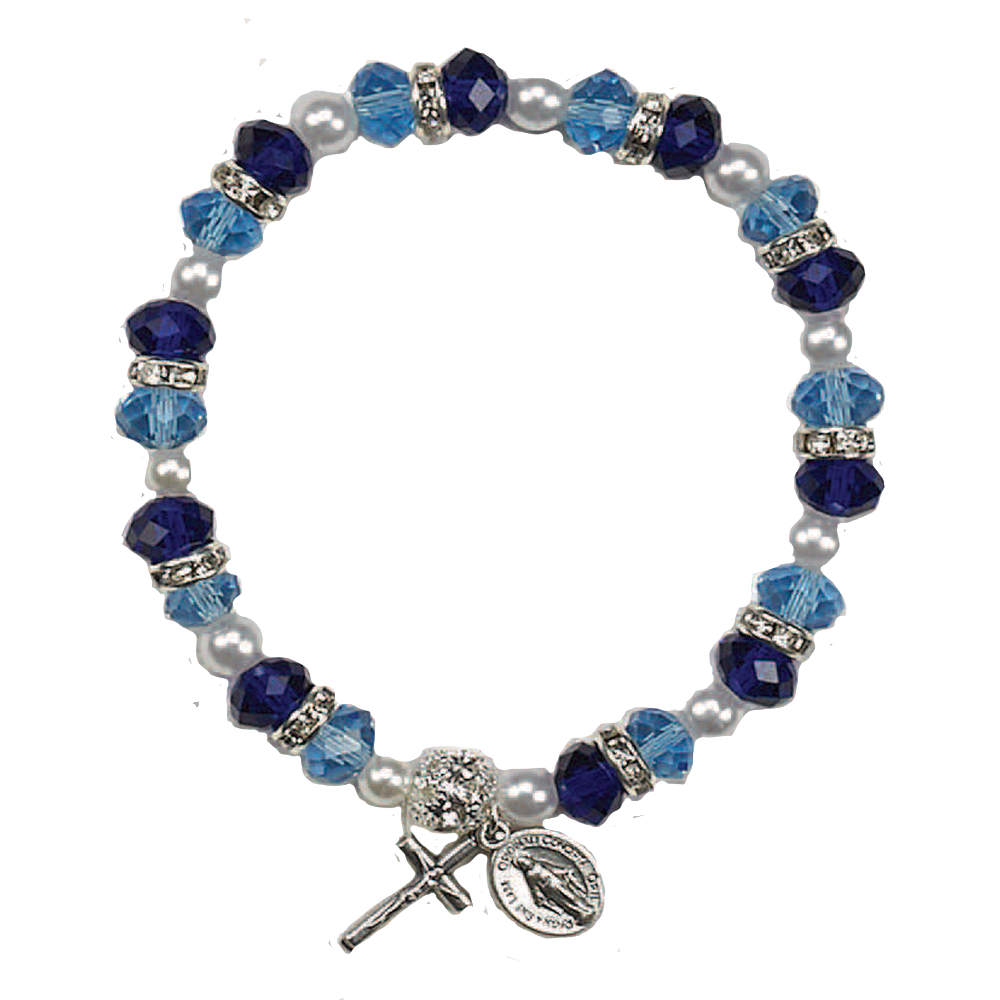 Light/Dark Blue Crystal Stretch Bracelet