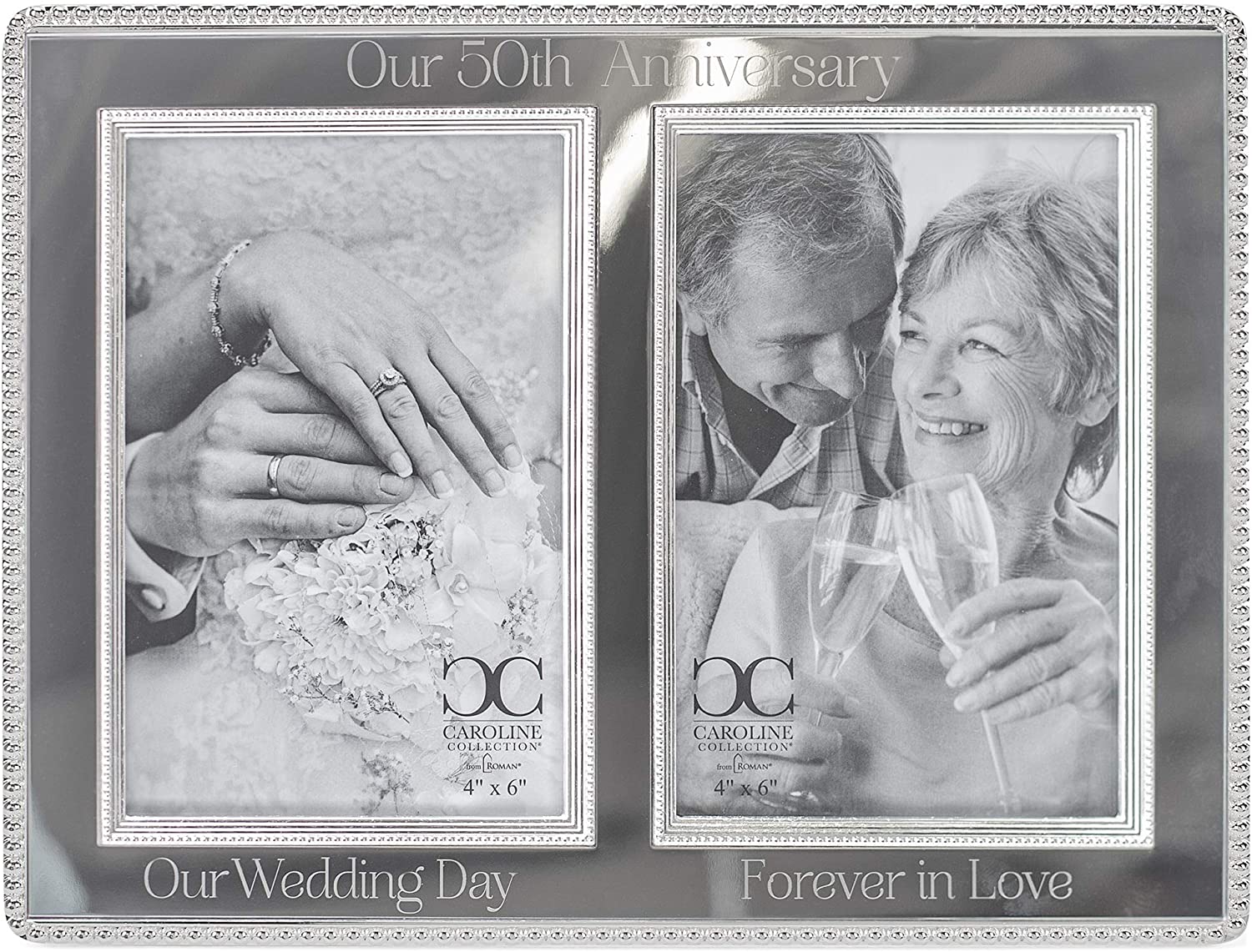Roman 7-inch High 50th Anniversary Double Picture Frame