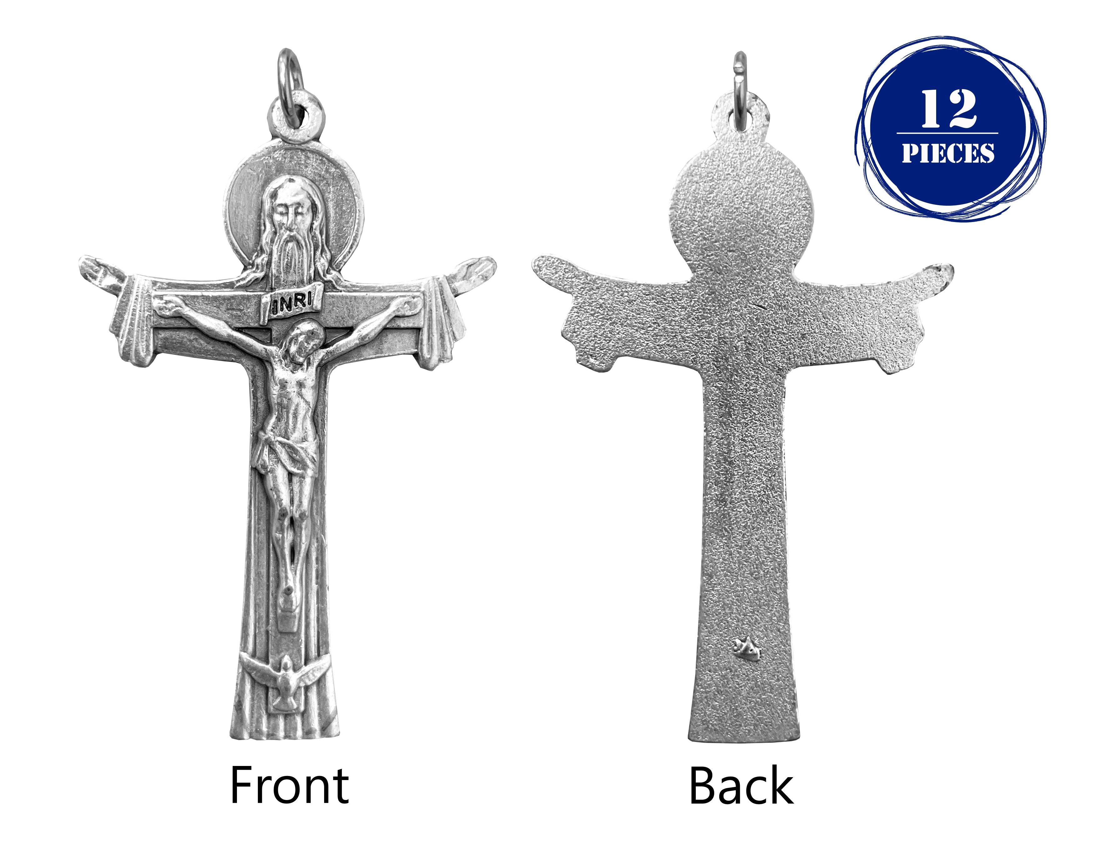 Holy Trinity Crucifix Silver Oxidized 2.0"