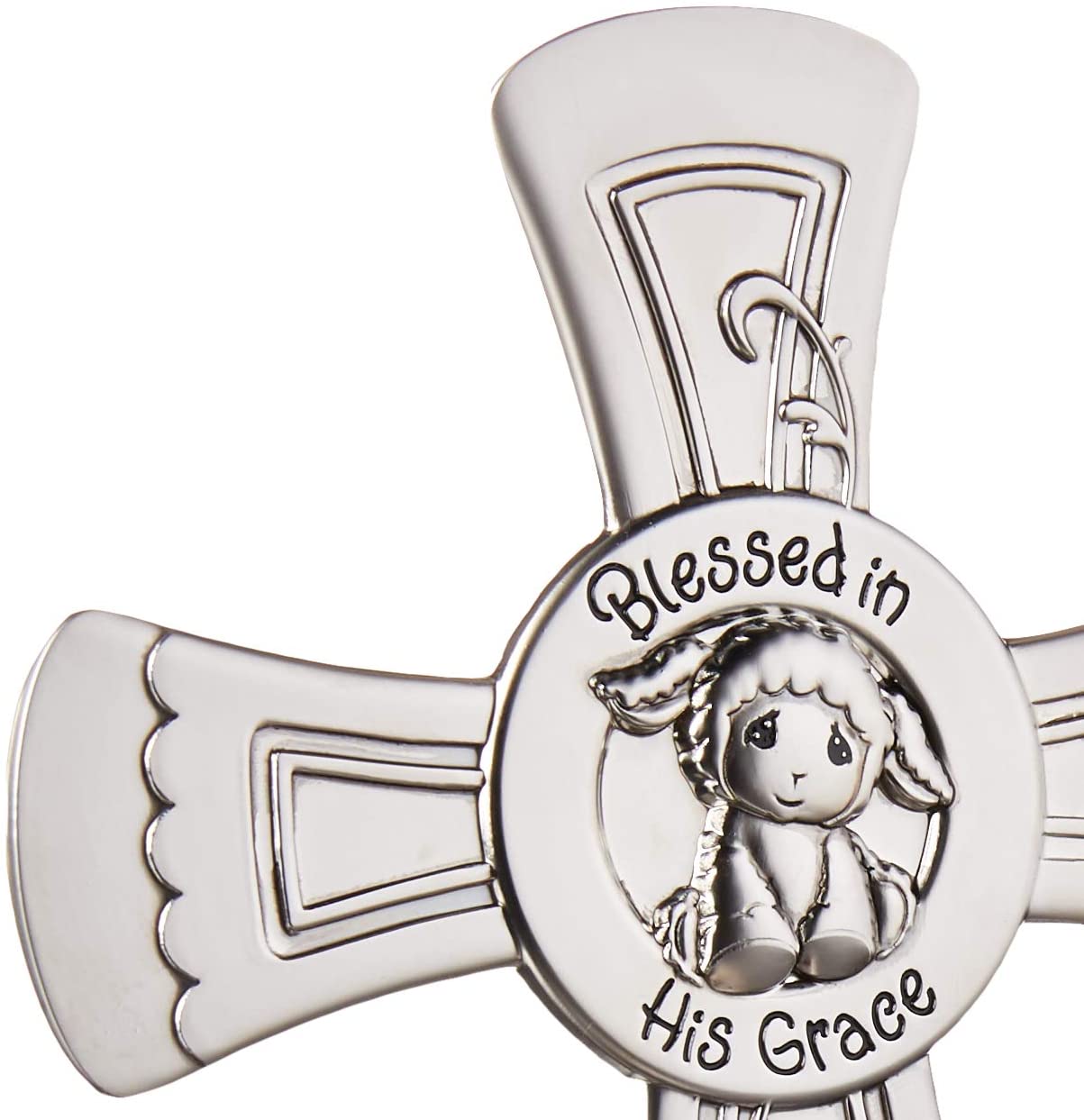 Blessed In His Grace, Baptism Cross with Base, Zinc Alloy