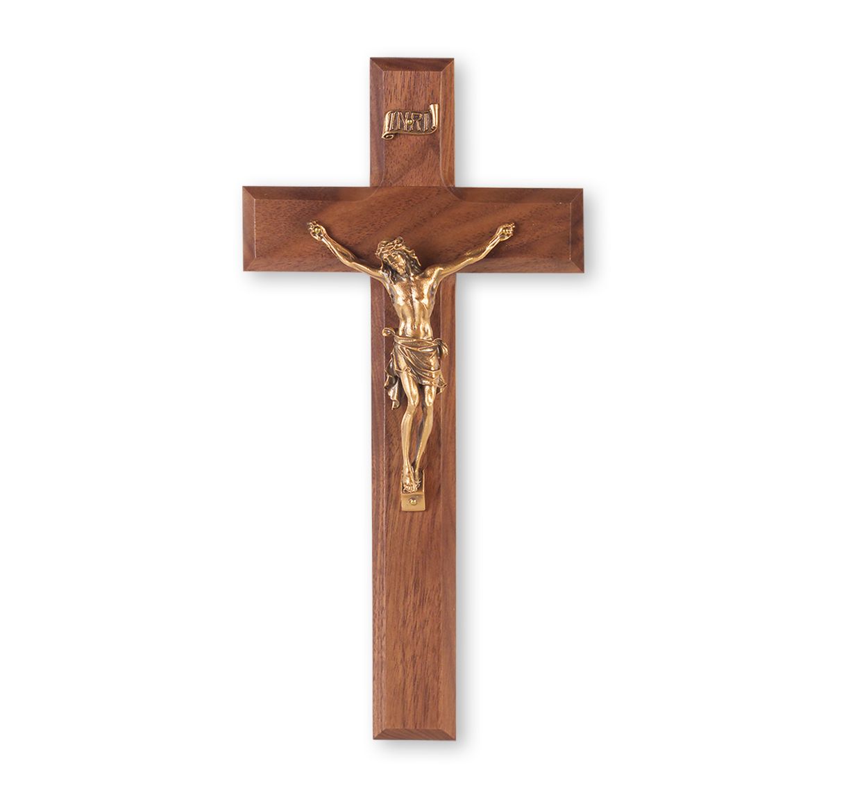 10" Walnut Cross with a Museum Gold Plated Corpus