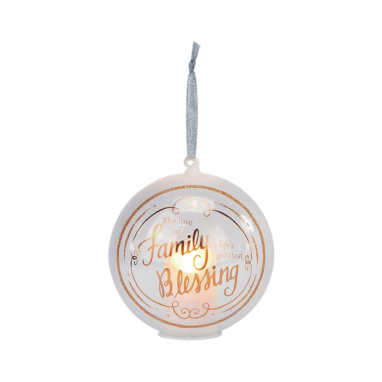 Lit The Love of Family Candle in Ball Glass Ornament