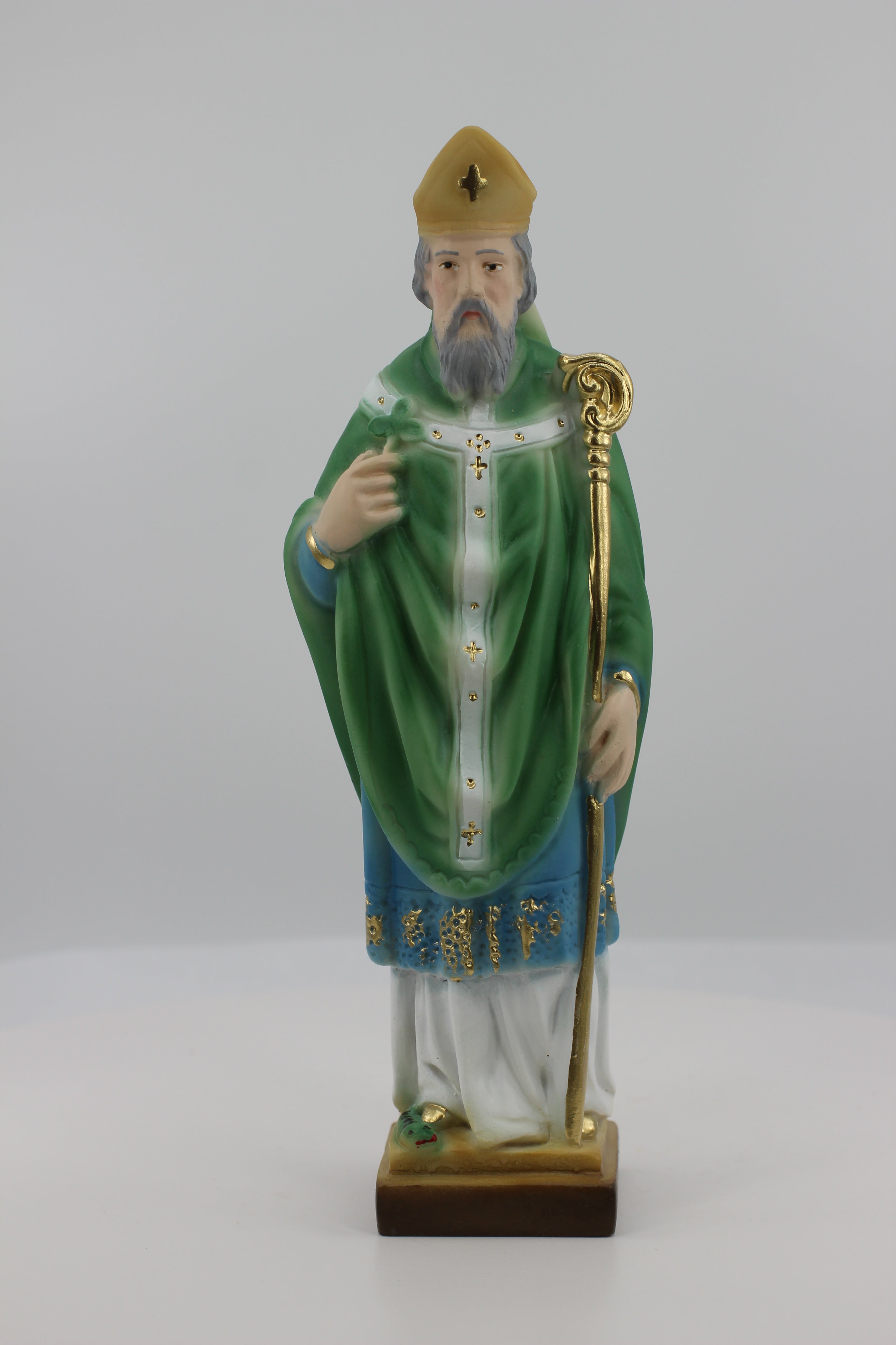 The Faith Gift  Shop Saint Patrick statue - Hand Painted in Italy - Our Tuscany Collection -Estatua de San Patricio