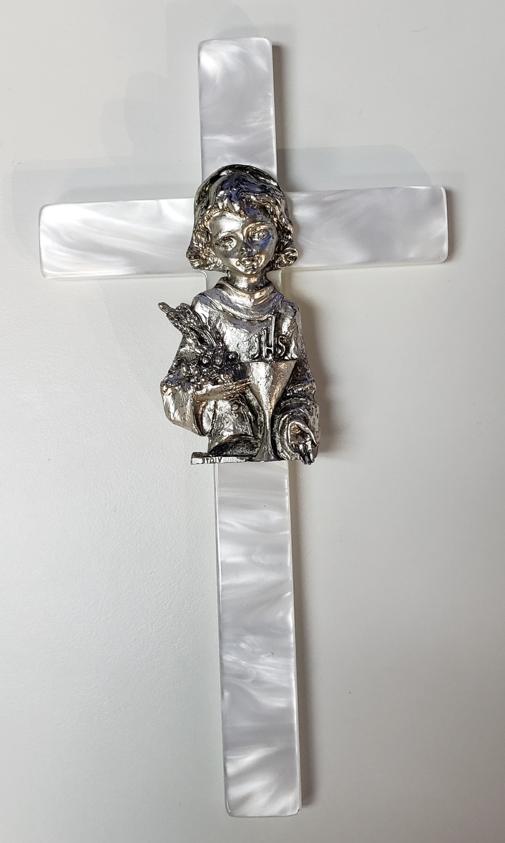 8" Communion White Pearlized Crucifix