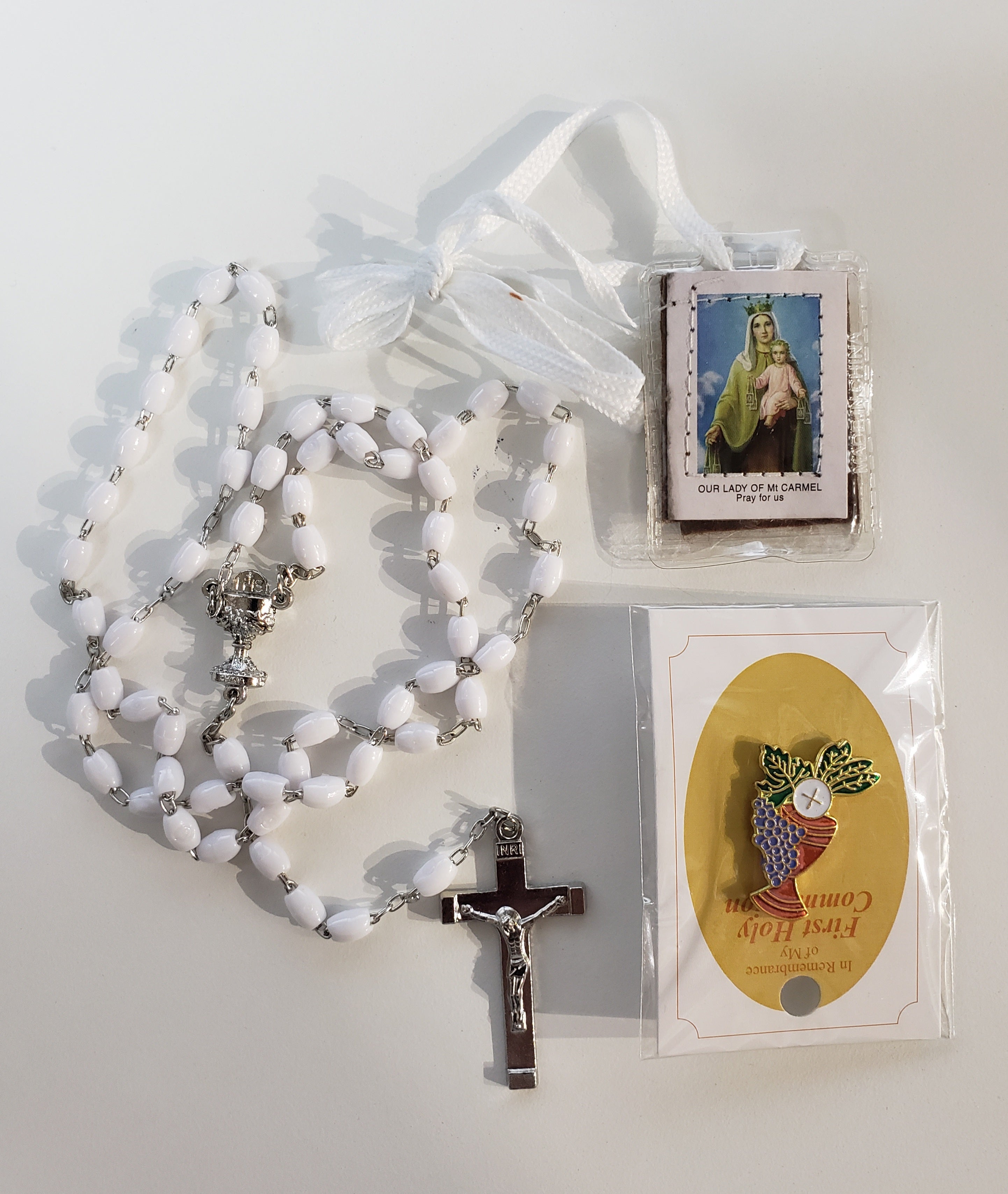 First Communion Girl Set Mass Book - Rosary - Pin -Scapular