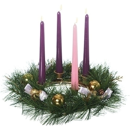 12"Advent Wreath Purple and Gold Pine Cones