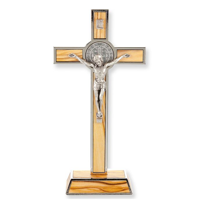 7 3/4" Standing St. Benedict Crucifix with Silver Trim
