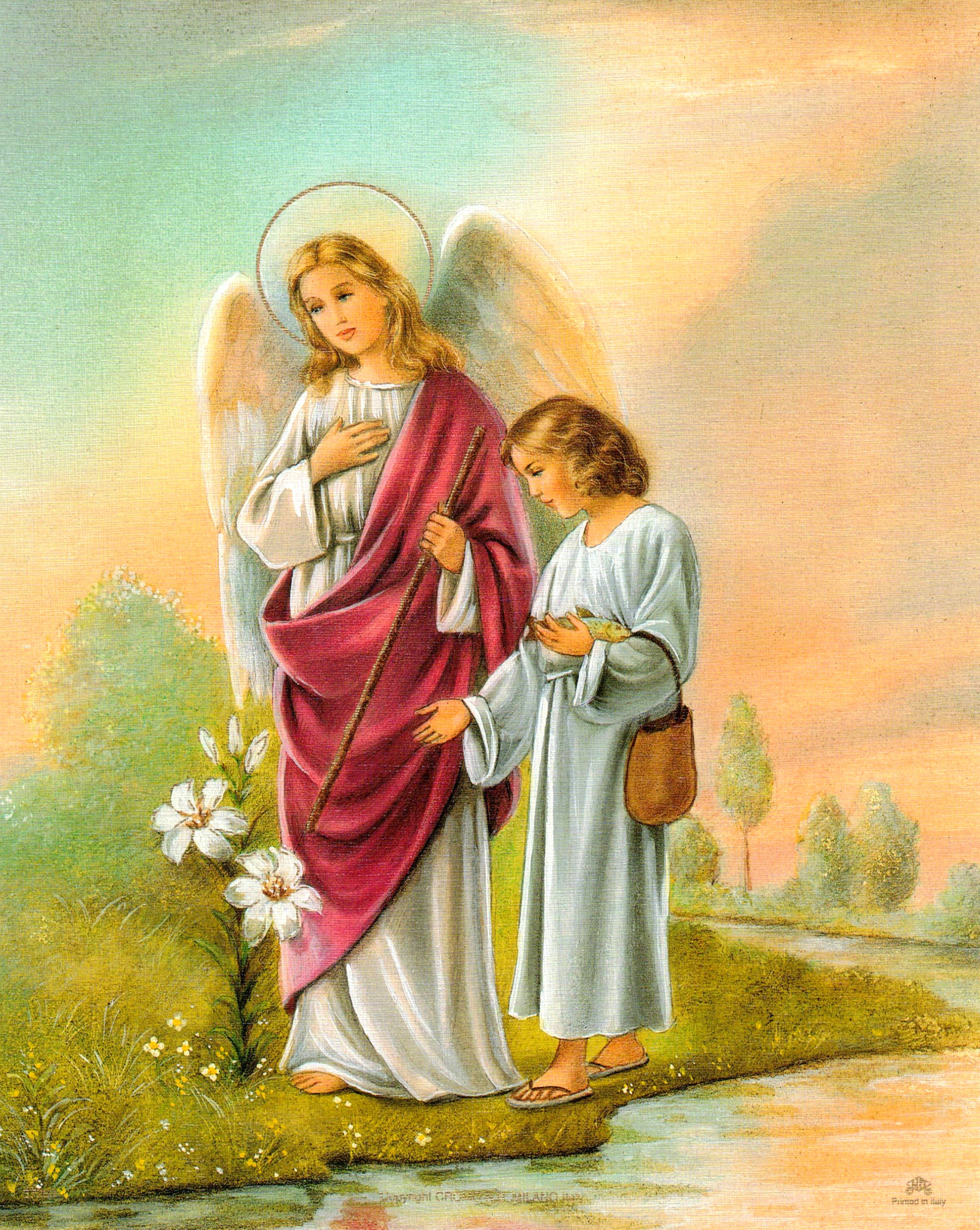 Guardian Angel Prayer protecting Children on Bridge - 4 X 6 PREMIUM PRINT