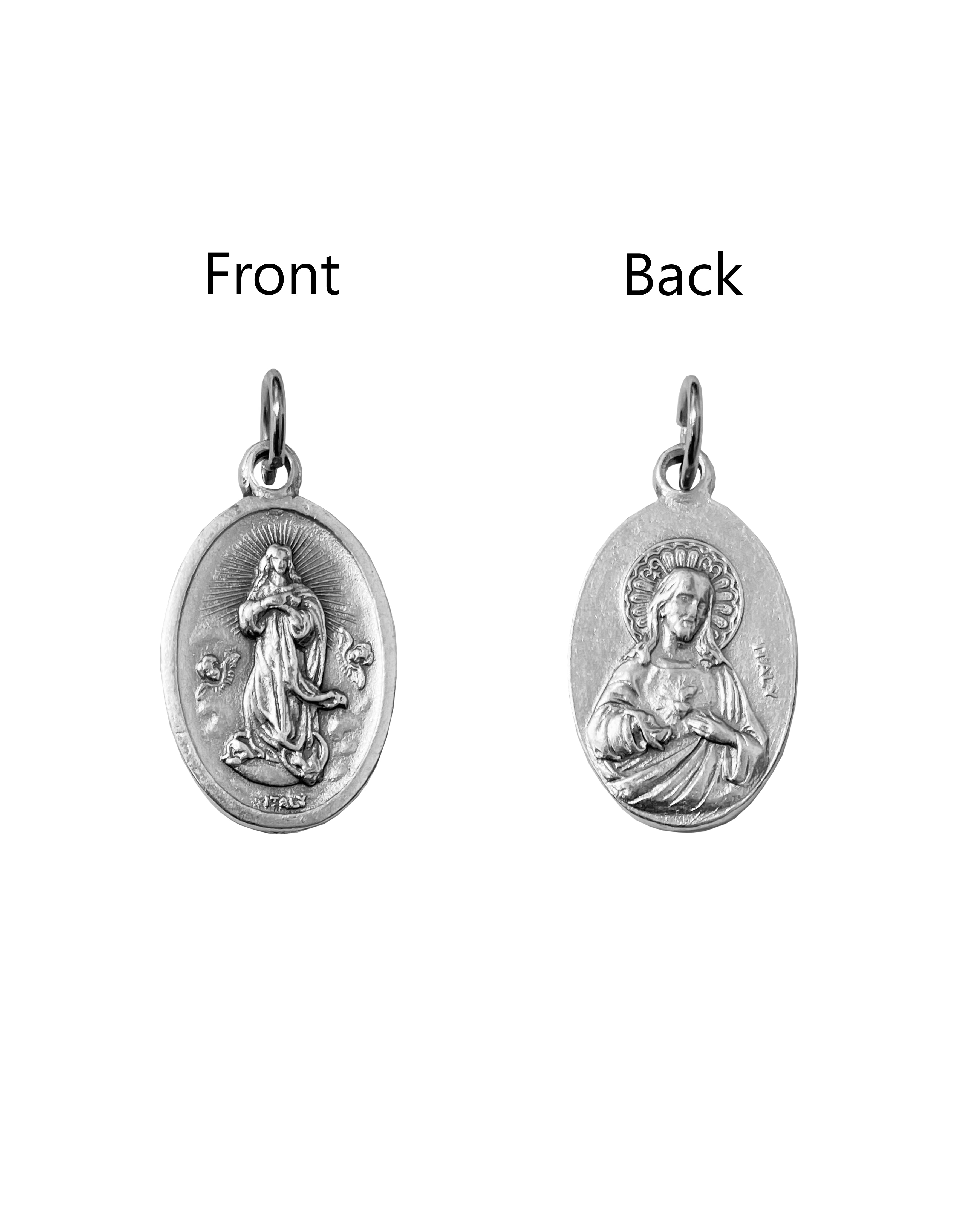 Saints Medals in oxidized silver made in Italy 1.0" x 0.7"