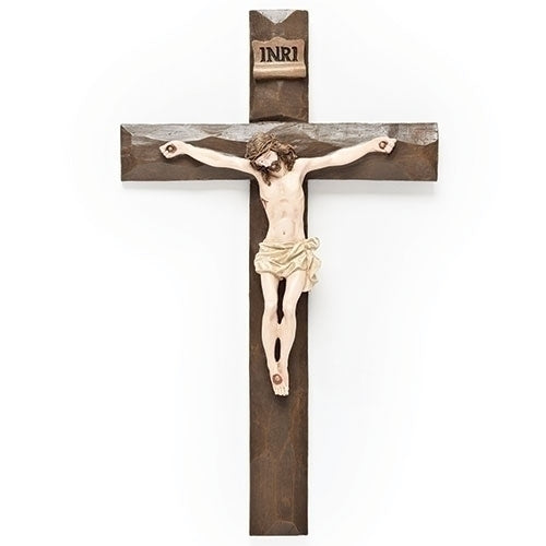 Jesus Driftwood Textured Crucifix 12 Inch Hanging Wall Cross