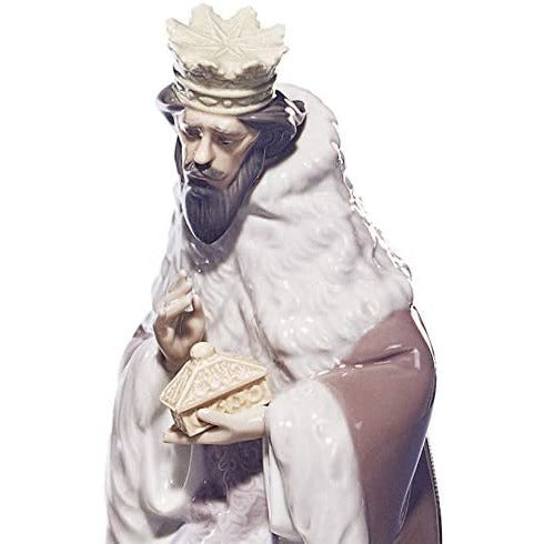 LLADRÓ King Gaspar Nativity Figurine-Ii. Porcelain Three Wise Men Figure.