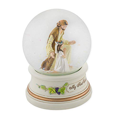 Little Girl with Jesus My First Holy Communion 100MM Glitter Water Globe Dome