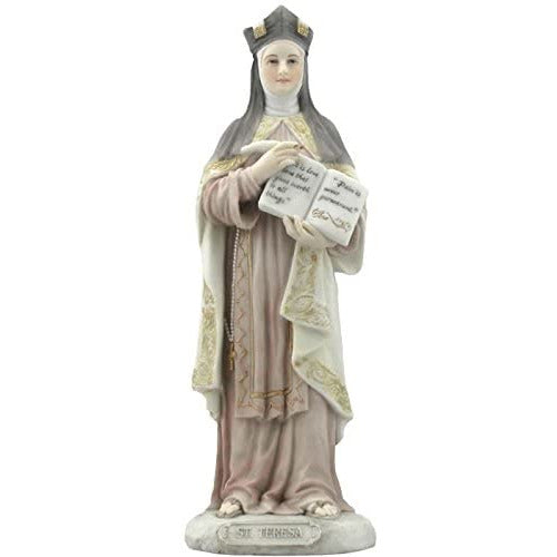 Saint St Teresa of Avila Patron of The Sick 8 1/4 Inch Light Color Stone Resin Statue Figurine