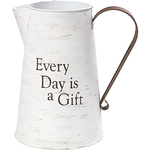 Precious Moments Every Day is A Gift Rustic Farmhouse Distressed Metal Decorative Container & Vase Home Décor 173430