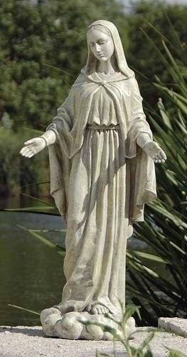 24"Our Lady of Grace Garden Statue of The Virgen Mary | Prayer Outdoor Garden