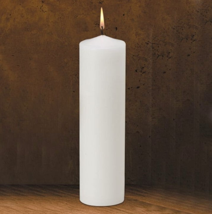 12" Traditional White Pillar Candle