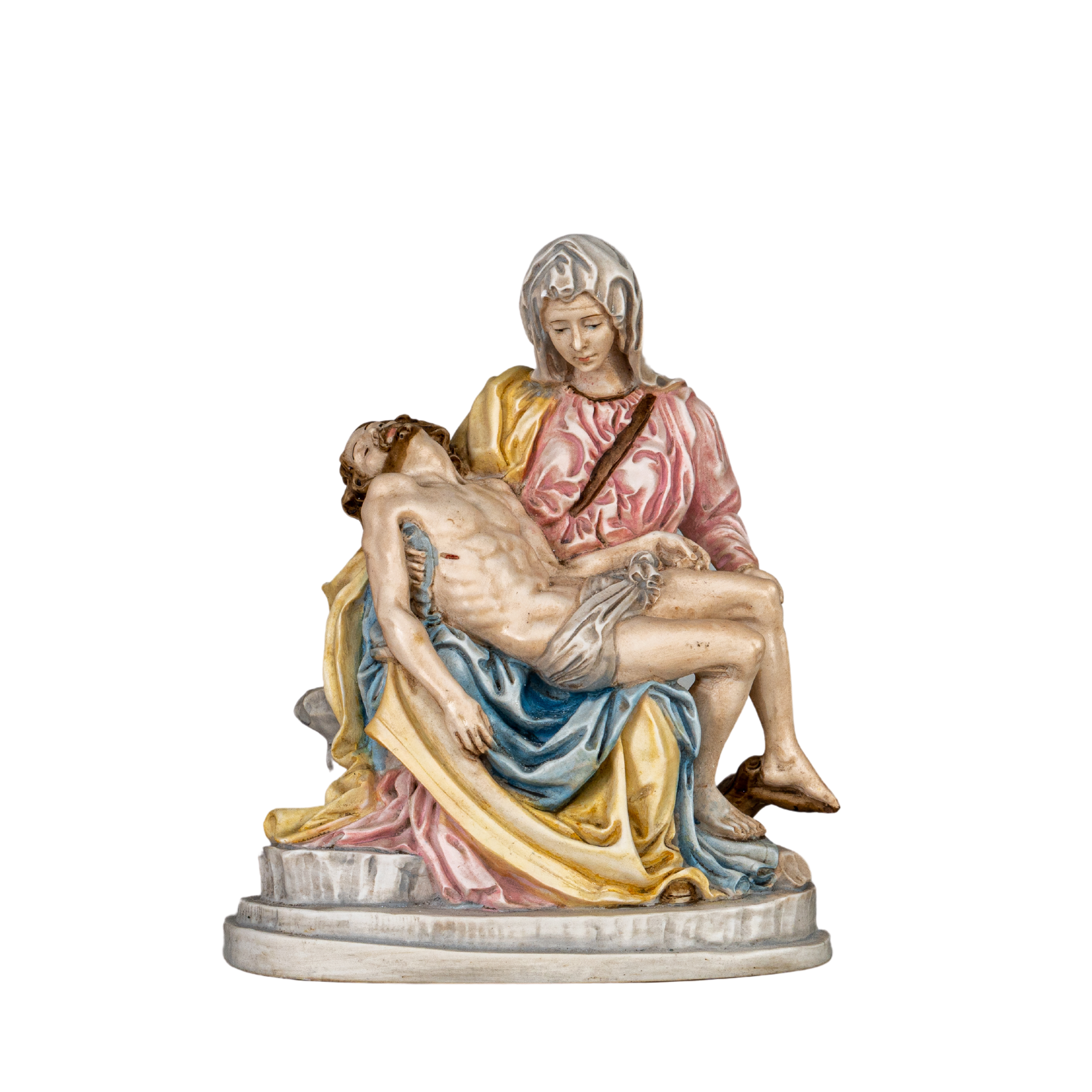 10.63 Inch Pieta and Michelangelo Decorative Figurine, Pink and Blue