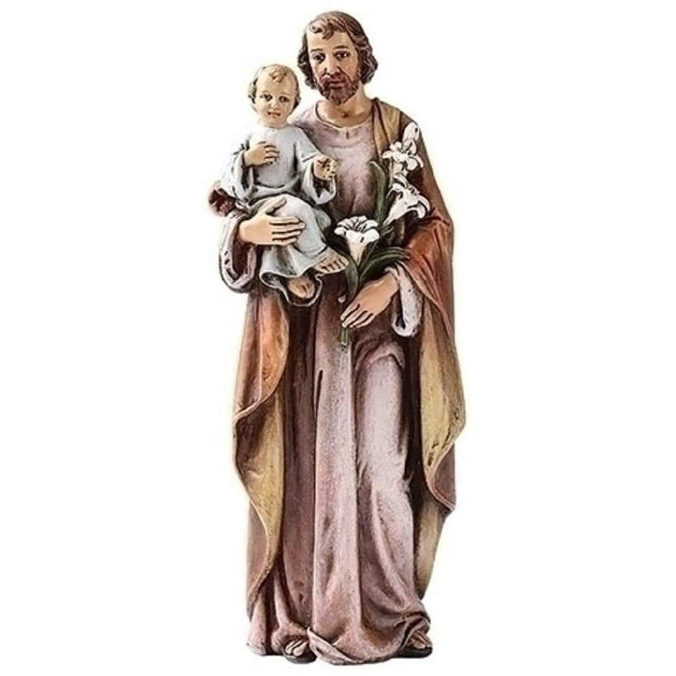 Religious Gifts Catholic Gift 6 Inch Stone Resin Saint St Joseph with Jesus Christ Child Home Chapel Decoration