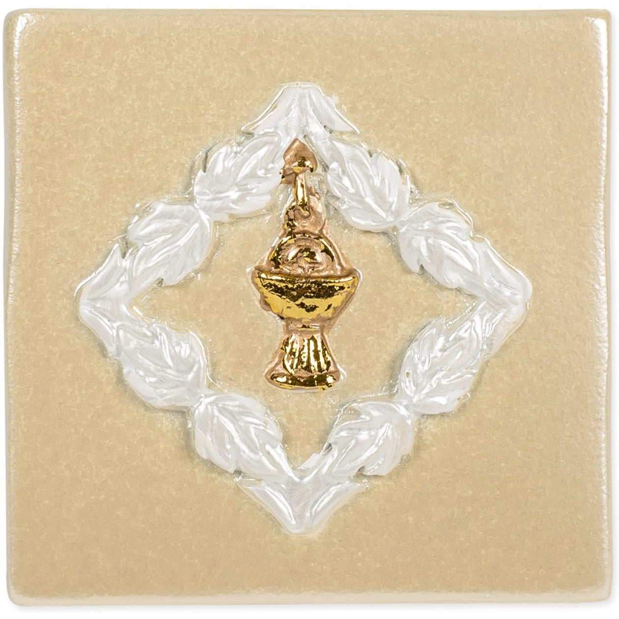 First Communion Gold Tone Chalice Design Small 1.5 inch Decorative Table Top Rosary Jewelry Box