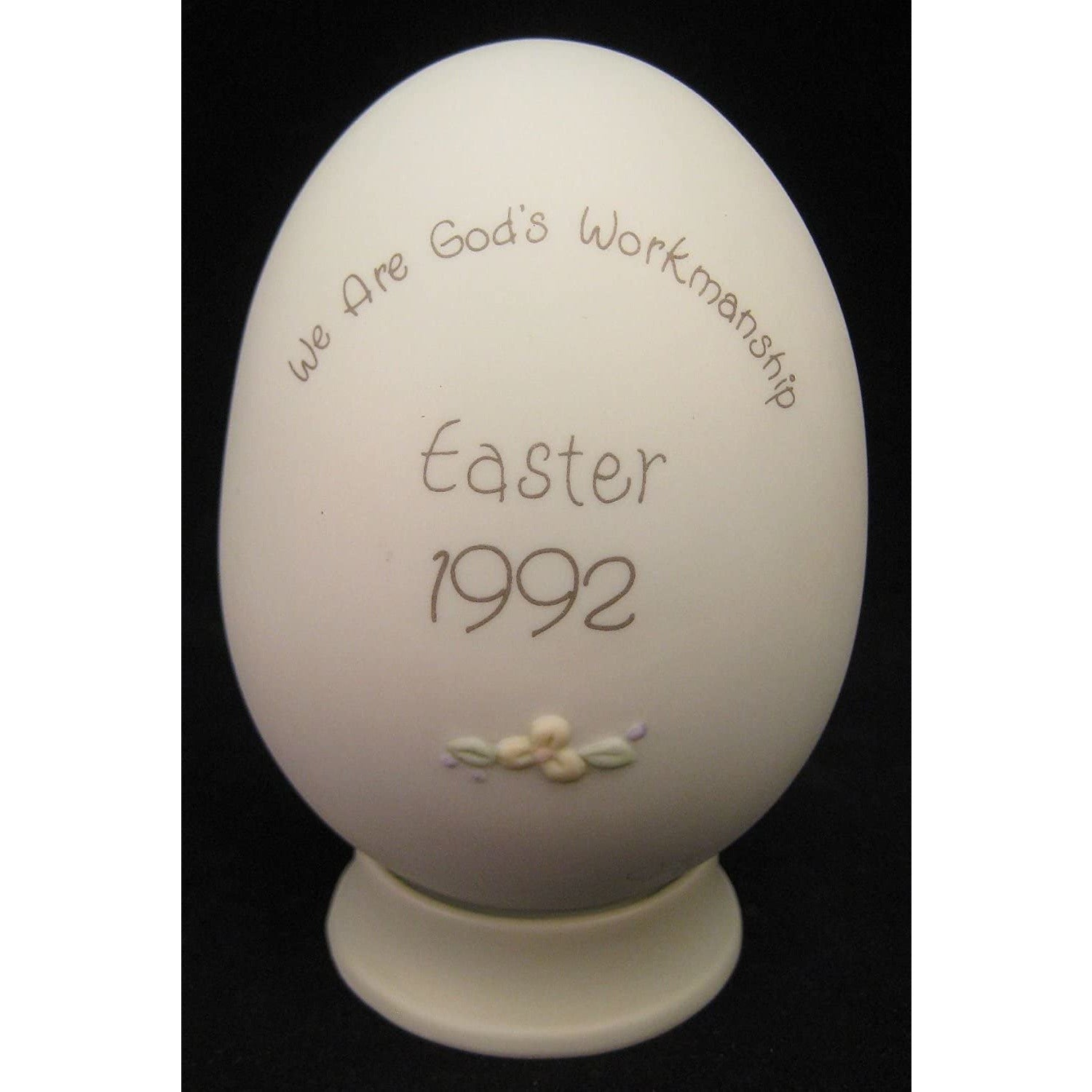 We Are God's Workmanship 1992 Poreclain Egg with Base Precious Moments #525960
