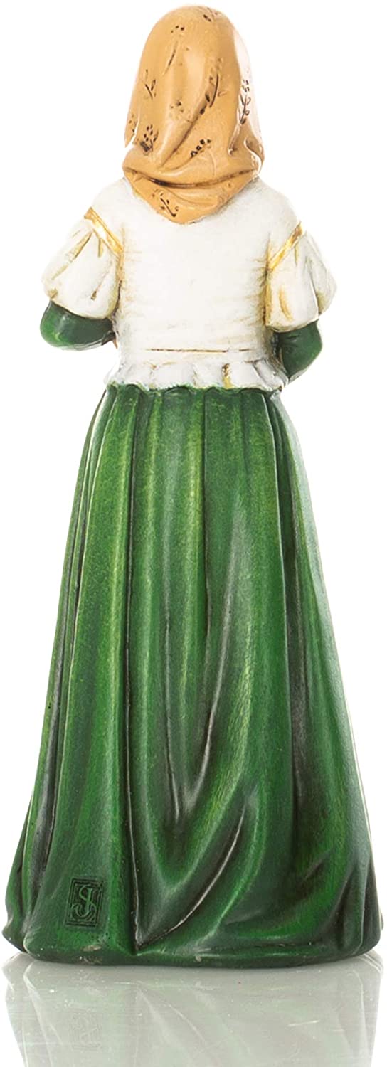 Saint Dymphna Religious Natural Green 6 x 3 Resin Stone Decorative Collectible Figurine