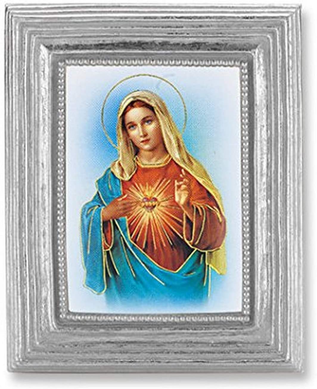 WJ Hirten 450S-201 Immaculate Heart of Mary Stamped, Silver Color