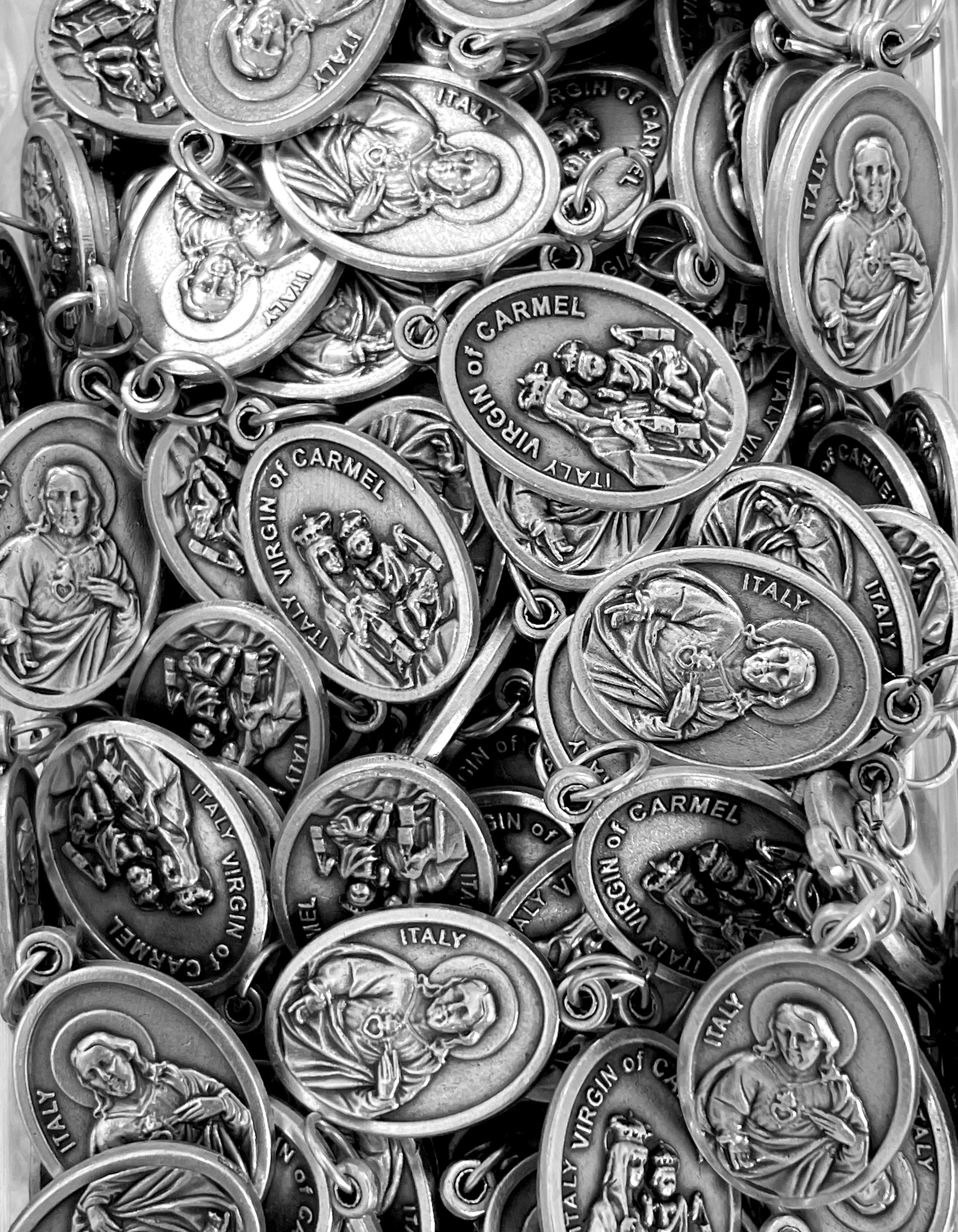 Pack of 12 Saints Medals in oxidized silver made in Italy 1.0" x 0.7"