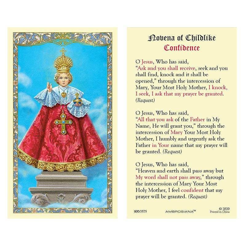 Infant of Prague Laminated Holy Card