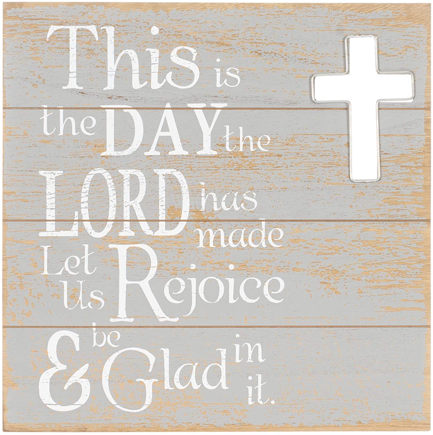 Roman This is The Day Cross Distressed Grey 14 x 14 MDF Wood Decorative Plaque