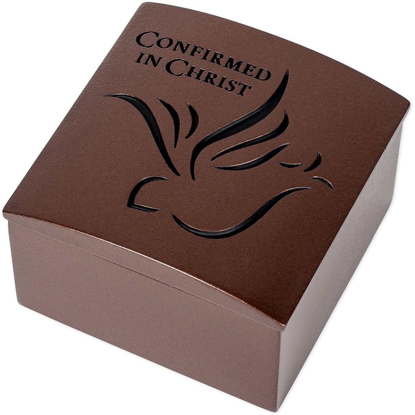 Confirmed in Christ Confirmation Dove Bronze Resin Stone Jewelry Rosary Keepsake Box