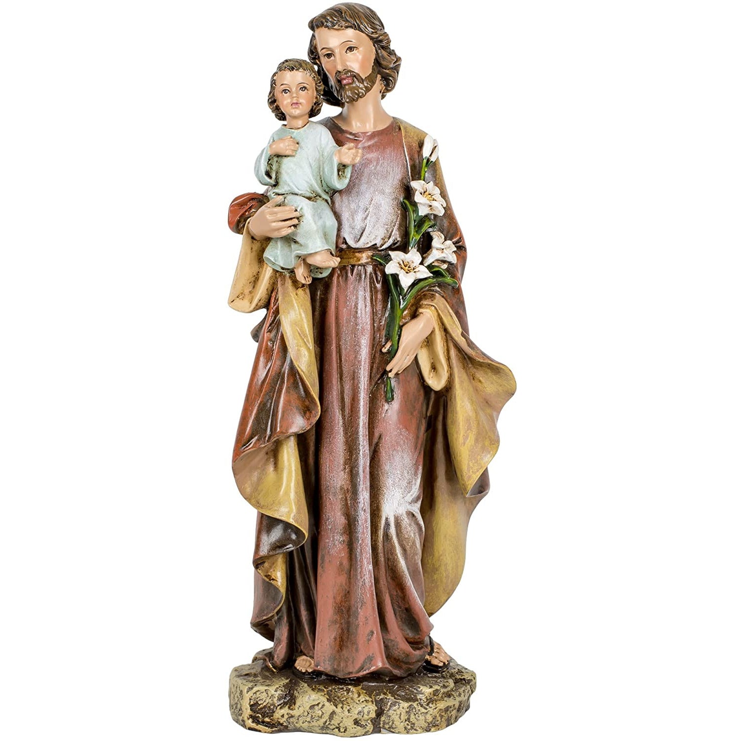 Saint Joseph and Child 10 Inch Resin Stone Decorative Figurine