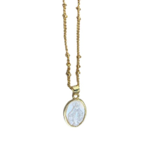Mother of Pearl Our Lady of Grace Necklace