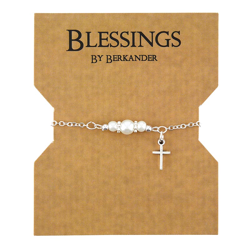 Bracelet with Pearl Beads and Cross Dangle