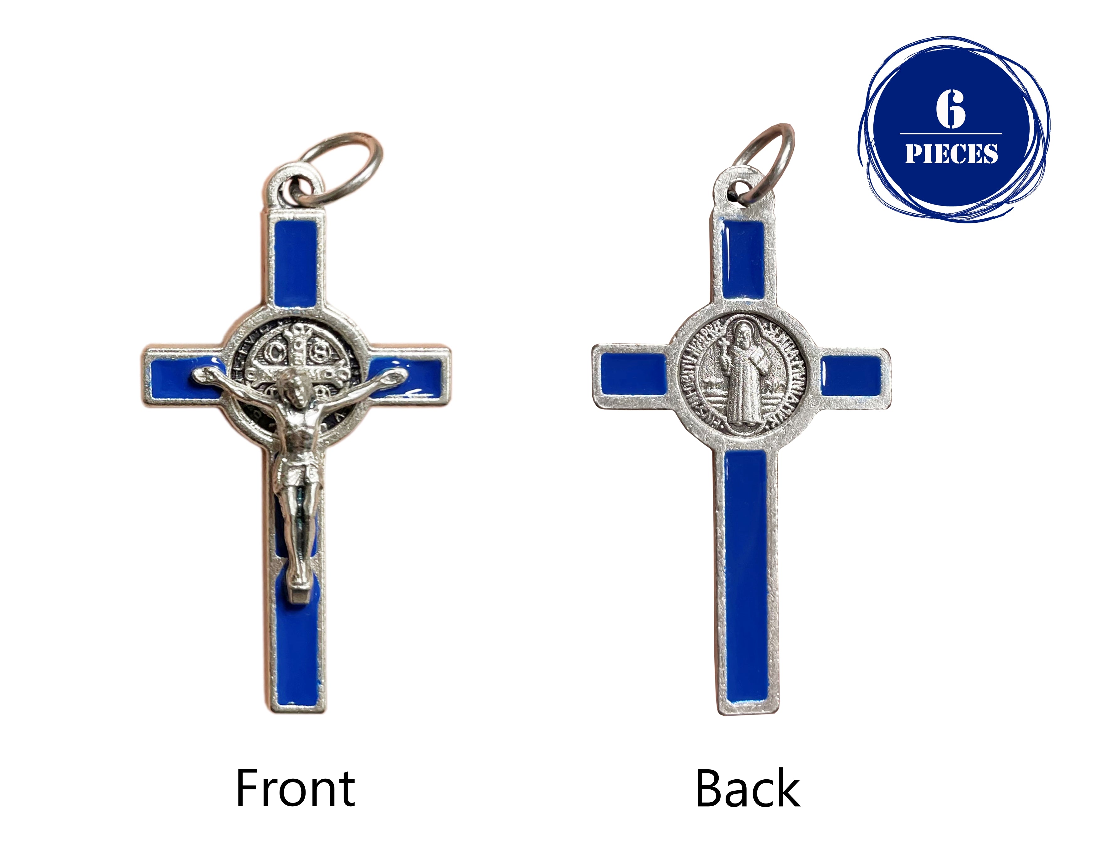 Saint Benedict Crucifix with colors enamel accented 1.5"