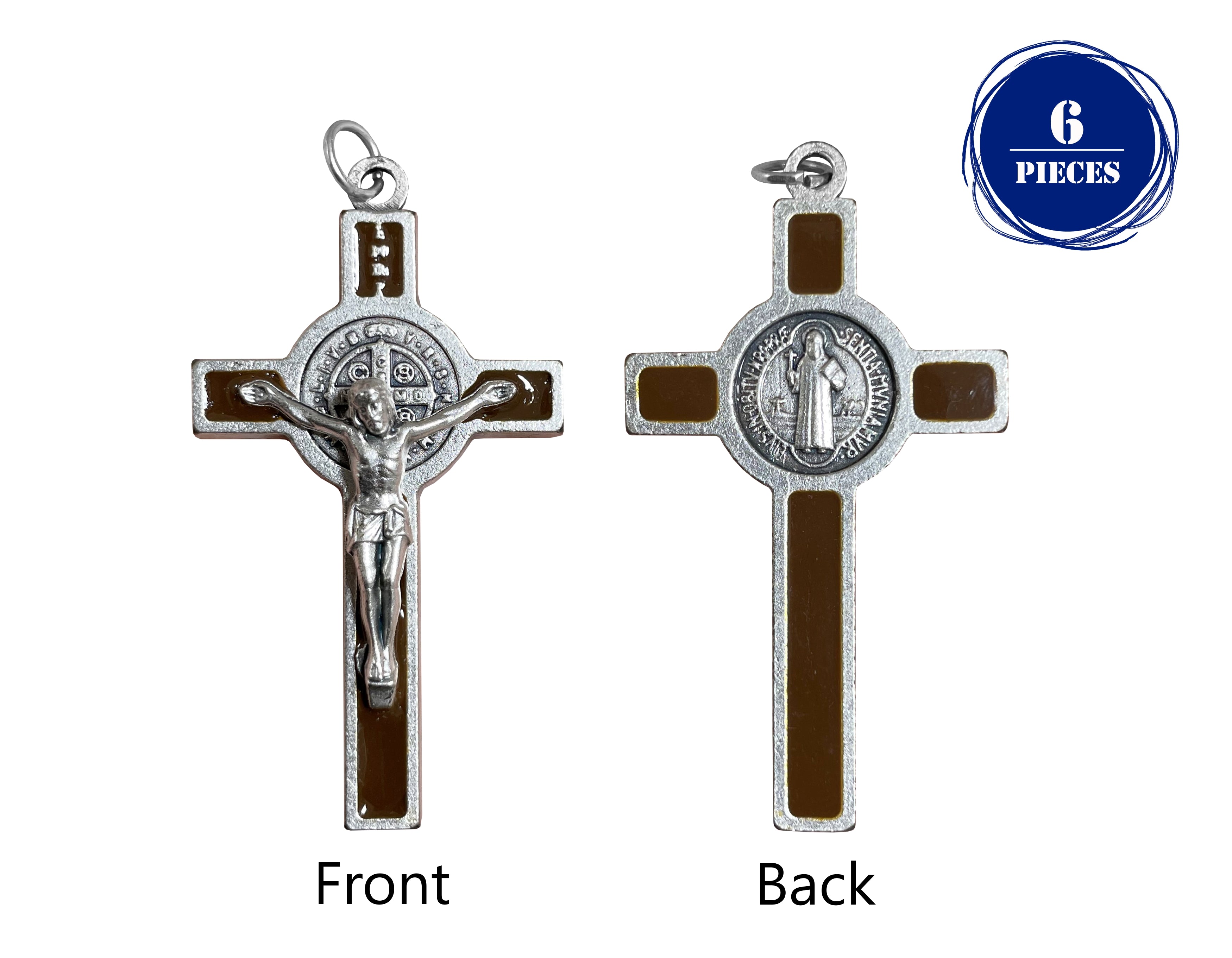 Saint Benedict Crucifix with colors enamel accented 2.0"