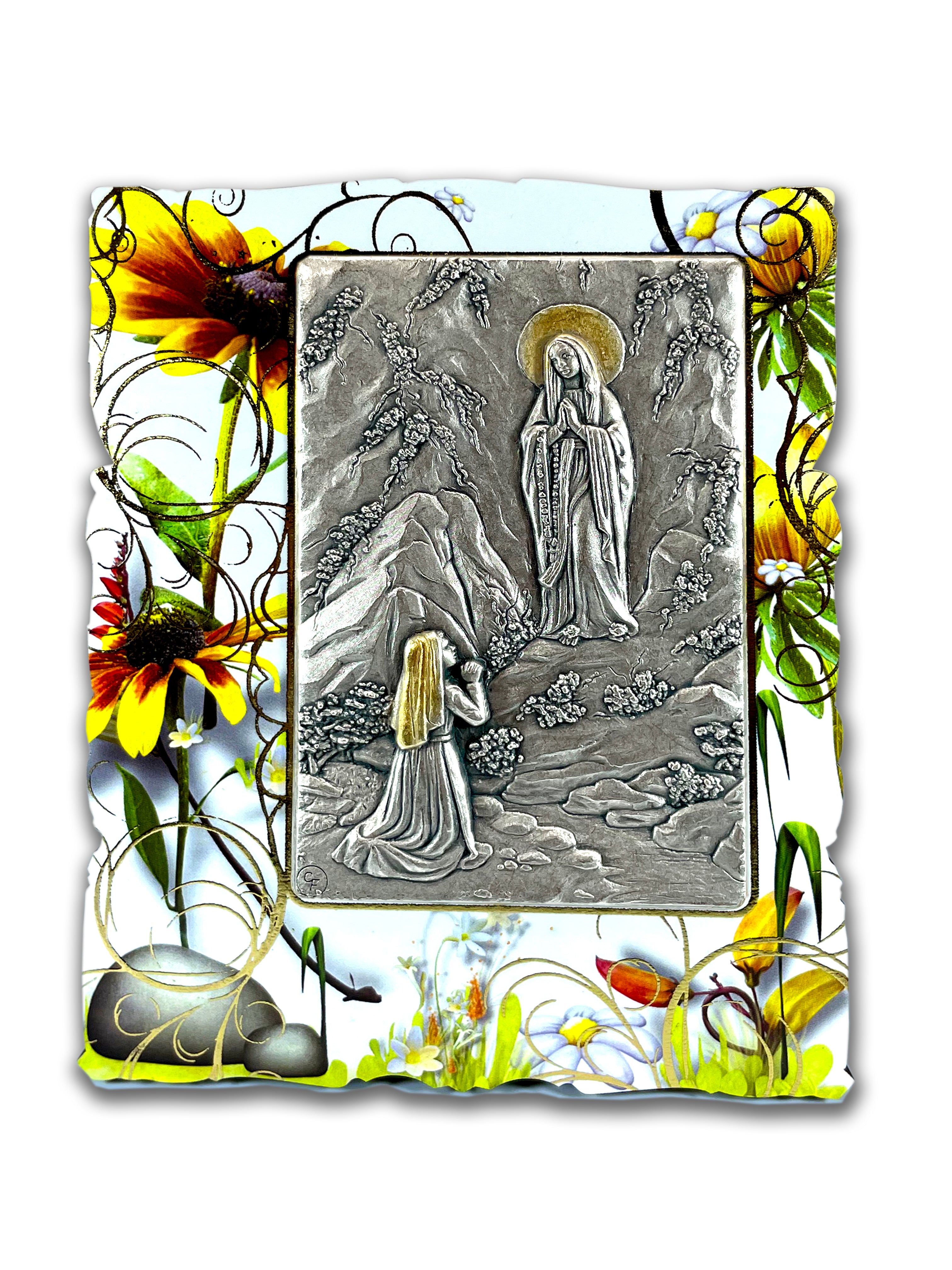 Frame Image on Relief of Our Lady of Lourdes
