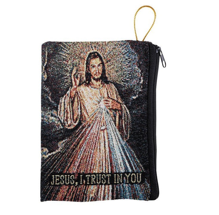 Divine Mercy Tapestry Rosary Bag