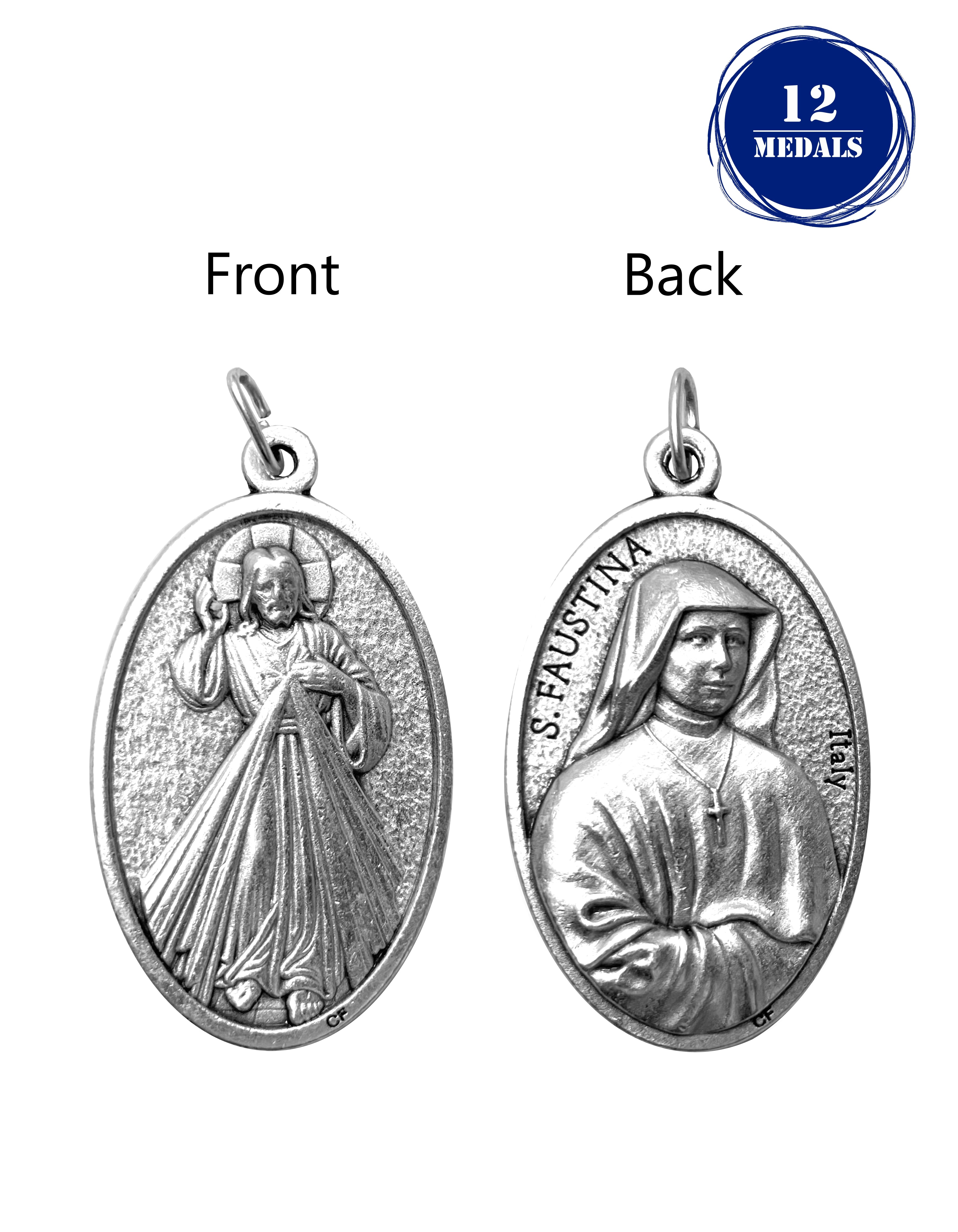 Pack of 12 Saints Medals in oxidized silver made in Italy 1.5" x 1.0"