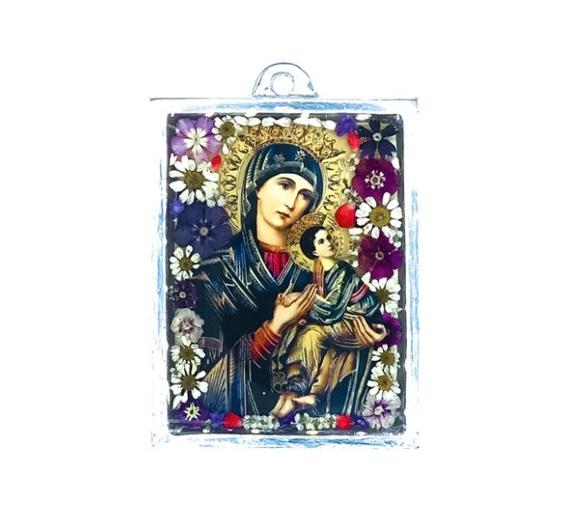 Our Lady of Perpetual Help Wall Frame w/ Pressed Flowers