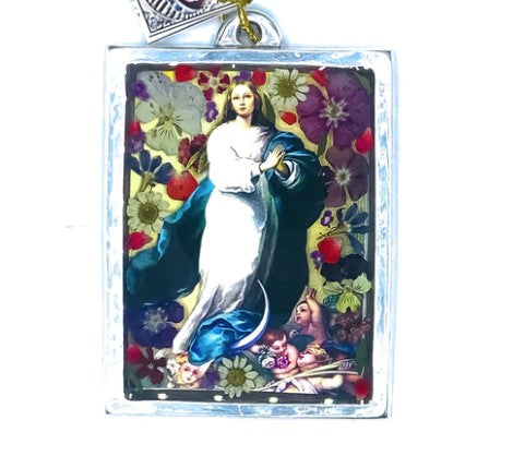 Immaculate Conception Wall Frame w/ Pressed Flowers