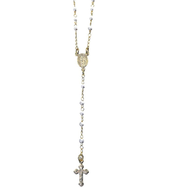 Rosary Necklace with Pearls- Our Lady of Grace