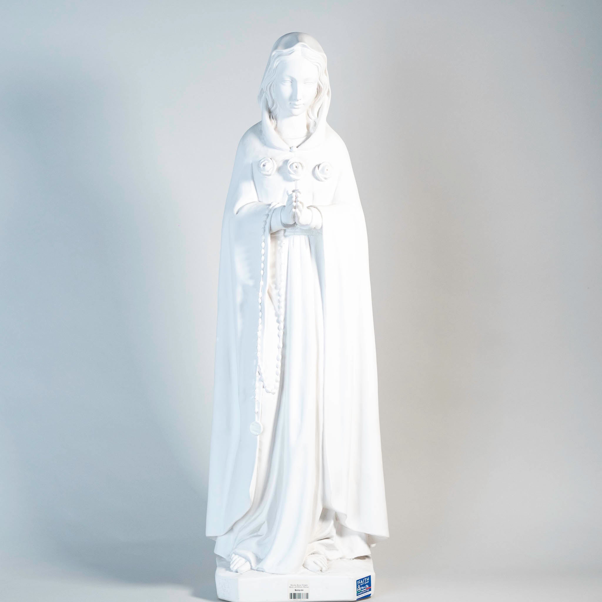 The Faith Gift Shop Mystic Rose Virgin Mary all White Statue- Hand Painted  in Italy - Our Tuscany Collection - Maria Rosa Mistica Blanca