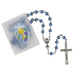 First Communion Chalice Rosary - Blue