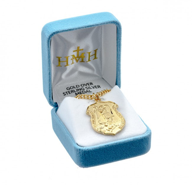 Saint Michael Gold Over Sterling Silver Badge Medal