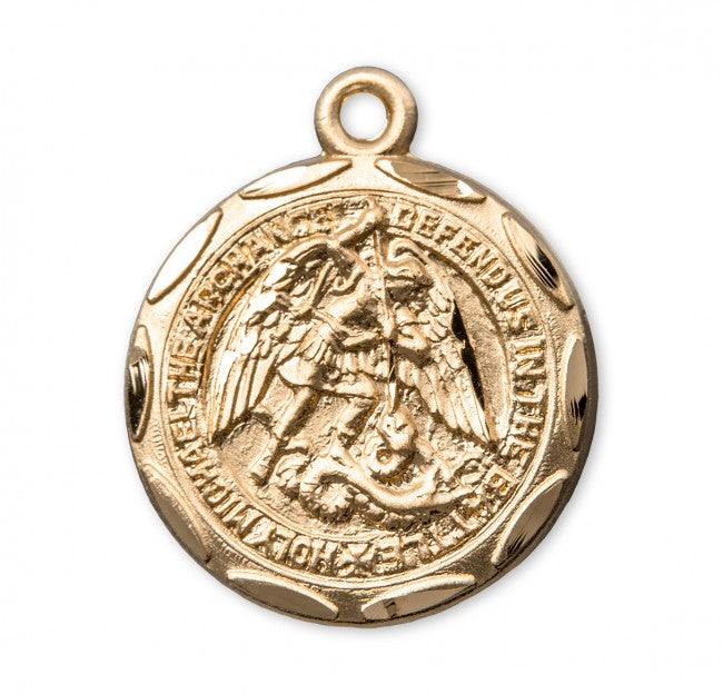 Saint Michael Round Gold Over Sterling Silver Medal