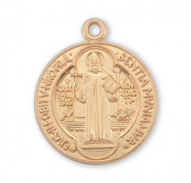Saint Benedict Round Gold Over Sterling Silver Medal