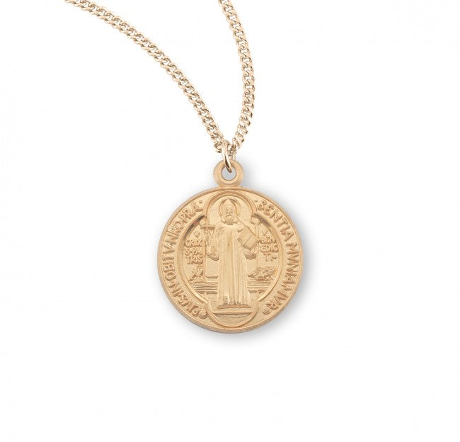 Saint Benedict Round Gold Over Sterling Silver Medal