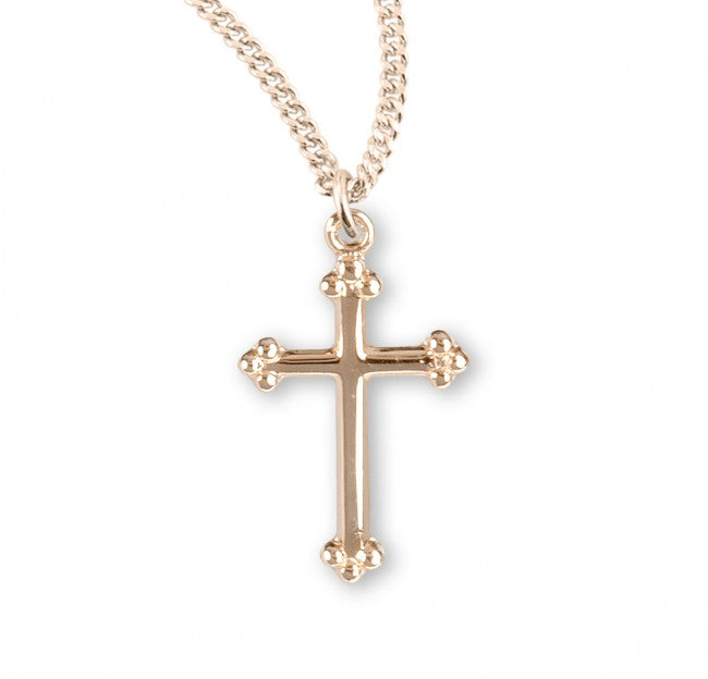 Gold Over Sterling Silver Small Budded Cross