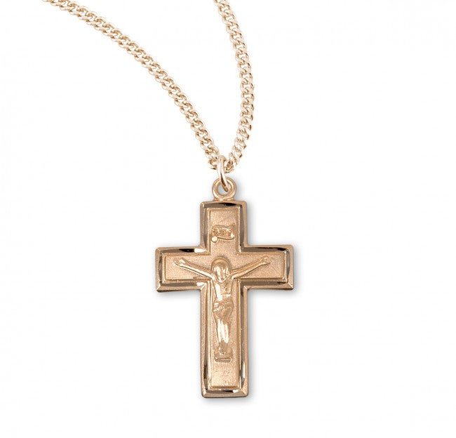 Gold Over Sterling Silver Wide Crucifix