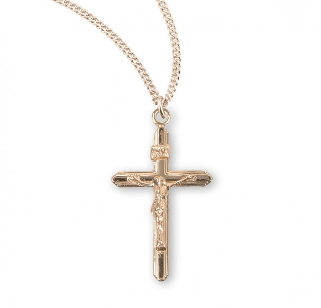 Stream Lined Gold Over Sterling Silver Crucifix